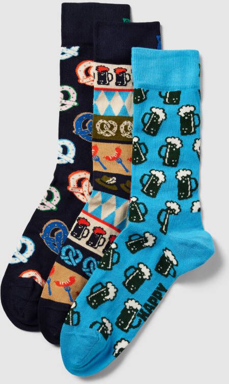 Happy Socks Sokken met all-over print in een set van 3 stuks model 'Oktoberfest'