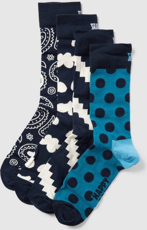 Happy Socks Sokken met all-over print in een set van 4 paar model 'Moody Blues'