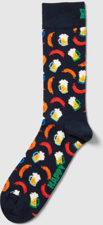 Happy Socks Sokken met all-over print model 'Beer & Sausage'