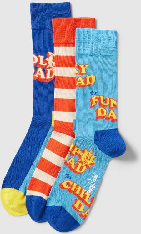 Happy Socks Sokken met labelprint in een set van 3 paar model 'Father Of The Year'
