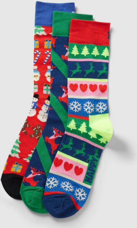 Happy Socks Sokken met motiefprint in een set van 3 stuks model 'X-Mas Sweater'