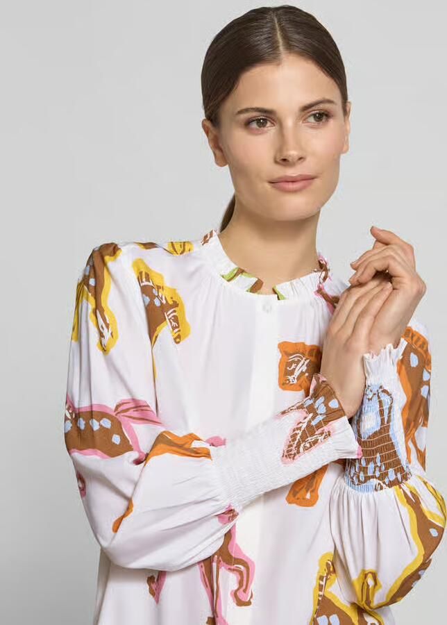 HERZENS Blouse met ruches en smokdetails