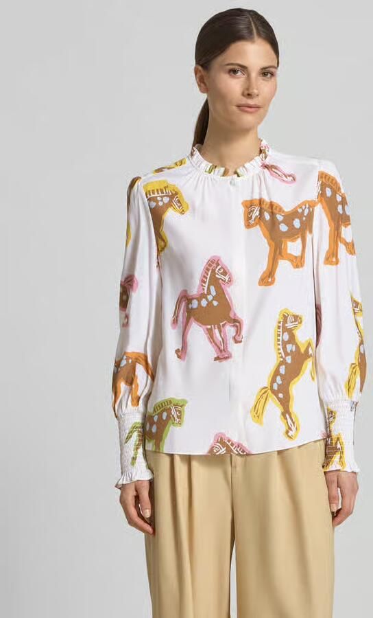 HERZENS Blouse met ruches en smokdetails - Foto 3