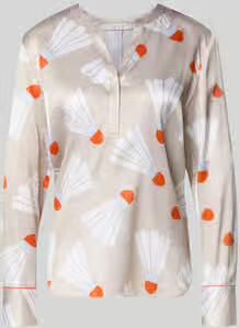 HERZENS Blouse met tuniekkraag en afgeronde zoom