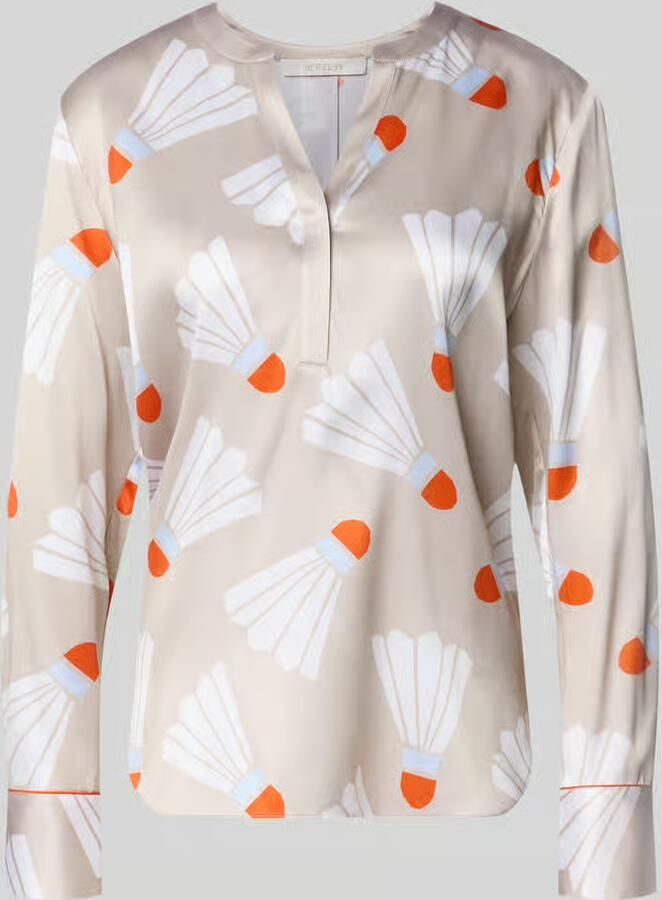 HERZENS Blouse met tuniekkraag en afgeronde zoom