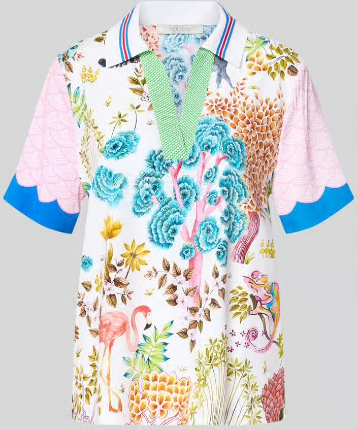 HERZENS Blouseshirt van een mix van zijde en elastaan in all-over look - Foto 2