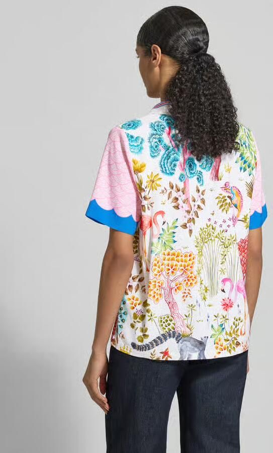 HERZENS Blouseshirt van een mix van zijde en elastaan in all-over look