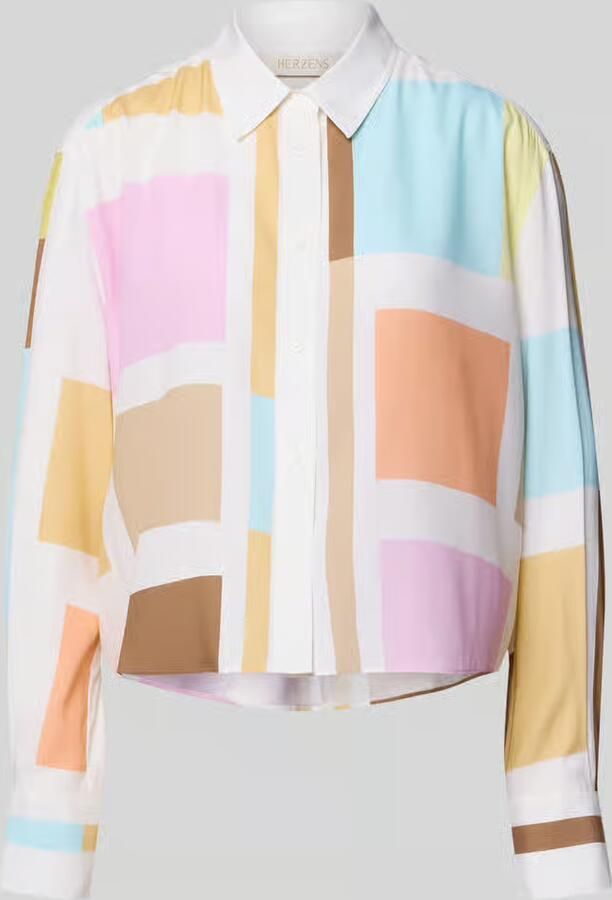 HERZENS boxy fit blouse in all-over look - Foto 2