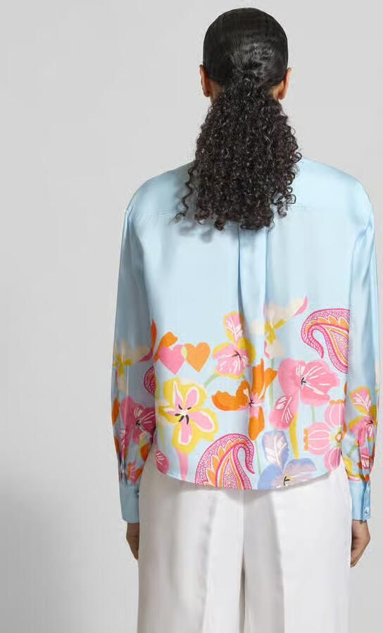 HERZENS Boxy fit blouse van zijde in all-over look - Foto 4