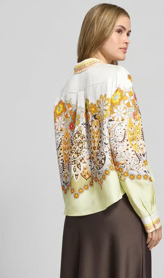 HERZENS Boxy fit overhemdblouse van pure zijde