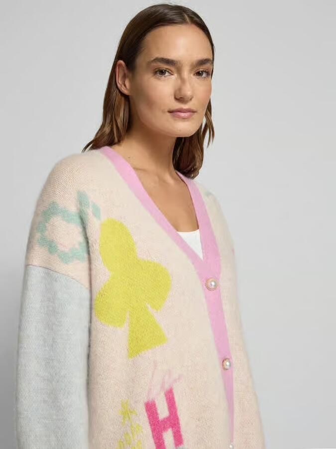 HERZENS Cardigan van wolmix met V-hals en knoopsluiting