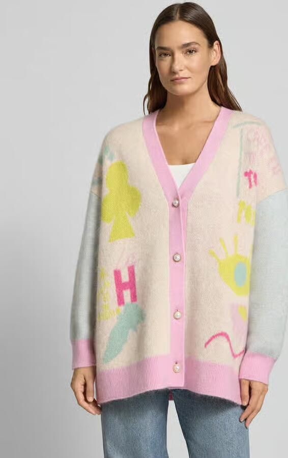 HERZENS Cardigan van wolmix met V-hals en knoopsluiting - Foto 4