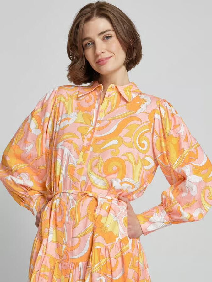 Herzensangelegenheit Maxi-jurk met een all-over motief van een mix van linnen en viscose