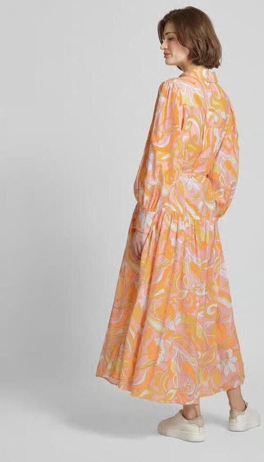 Herzensangelegenheit Maxi-jurk met een all-over motief van een mix van linnen en viscose - Foto 3