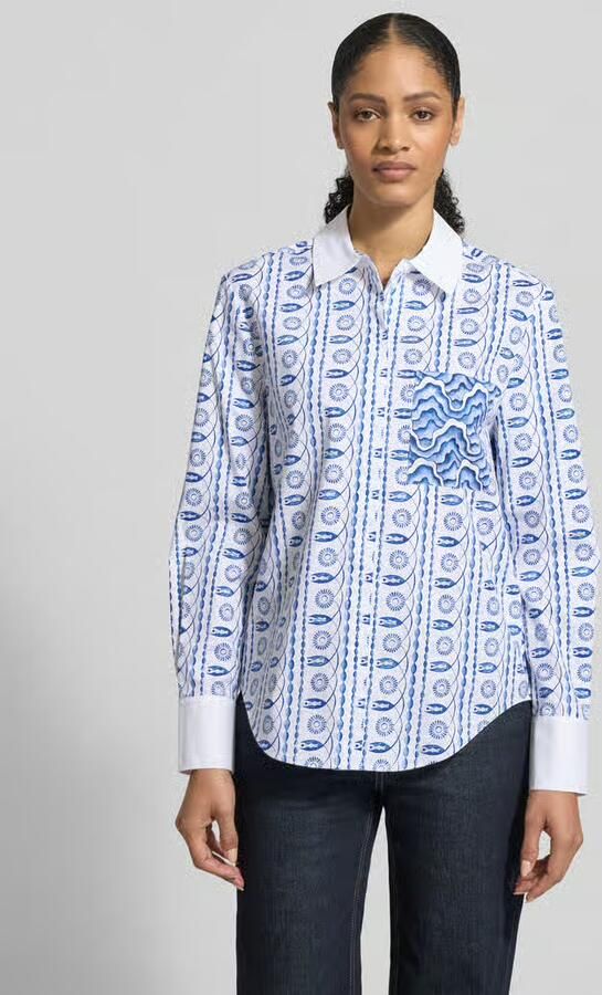 HERZENS Regular fit blouse in all-over look met borstzak - Foto 2