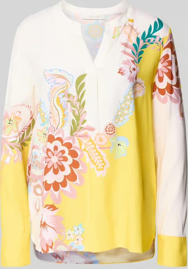 HERZENS Regular fit blouse van mix van zijde en elastaan met all-over look