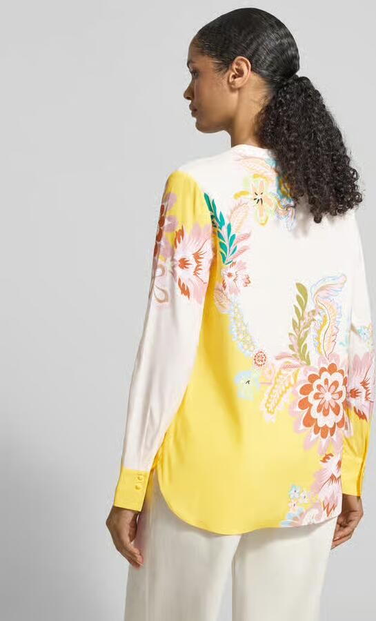 HERZENS Regular fit blouse van mix van zijde en elastaan met all-over look - Foto 2
