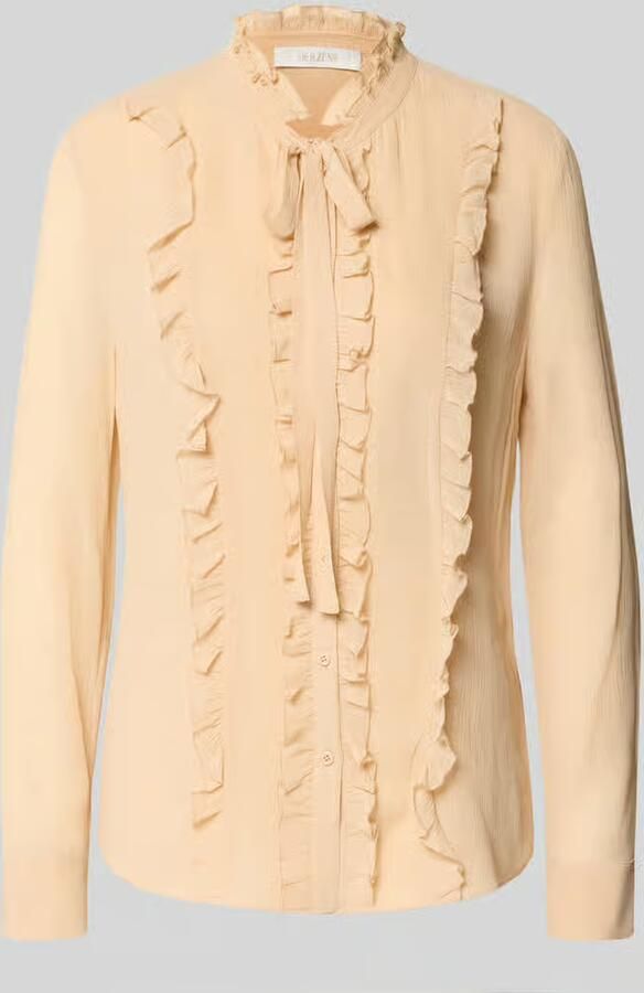 HERZENS Regular fit Blouse van Zijde met ruches - Foto 3