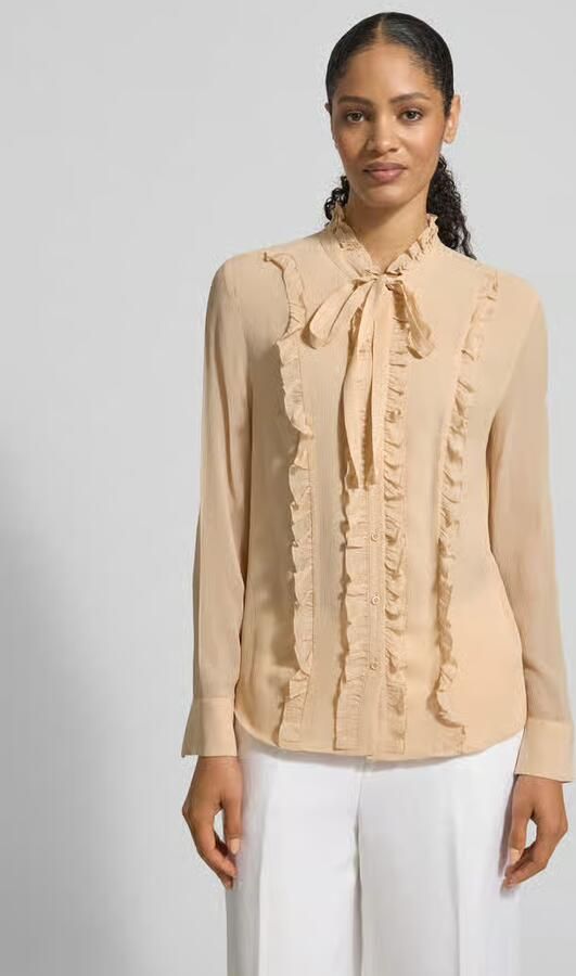 HERZENS Regular fit Blouse van Zijde met ruches - Foto 4