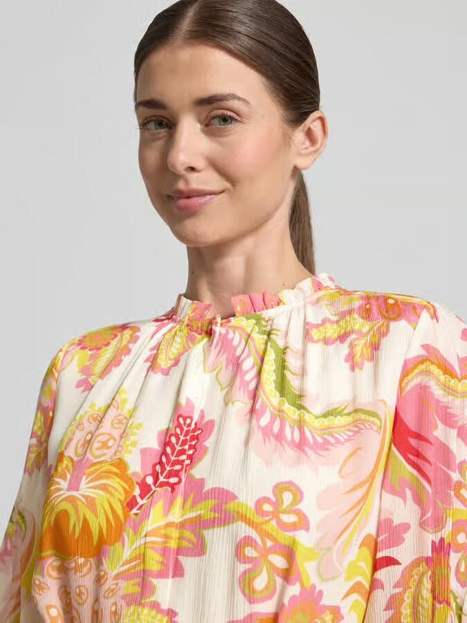 HERZENS regular fit midi-jurk van puur viscose met opstaande kraag