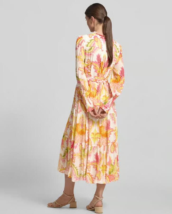 HERZENS regular fit midi-jurk van puur viscose met opstaande kraag - Foto 3