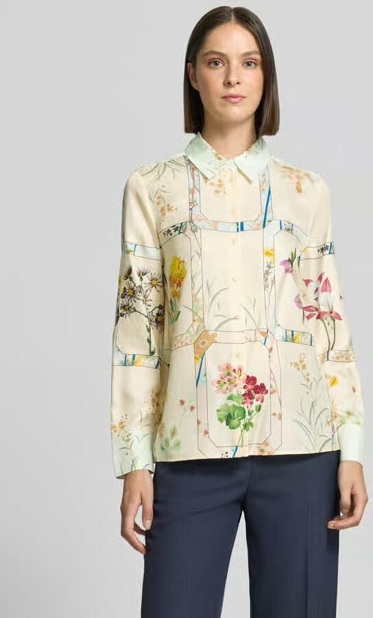 HERZENS Regular fit overhemdblouse van pure zijde - Foto 3