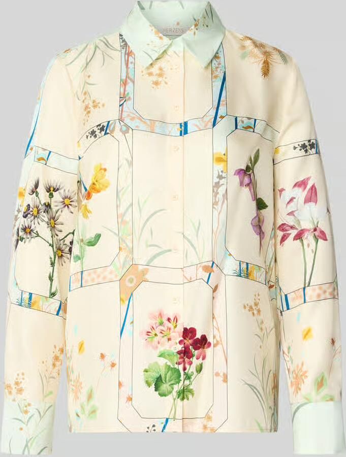 HERZENS Regular fit overhemdblouse van pure zijde - Foto 2