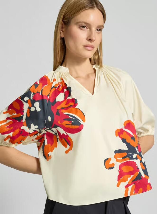 HERZENS Relaxed fit blouse met tuniekkraag en 1 2-mouwen