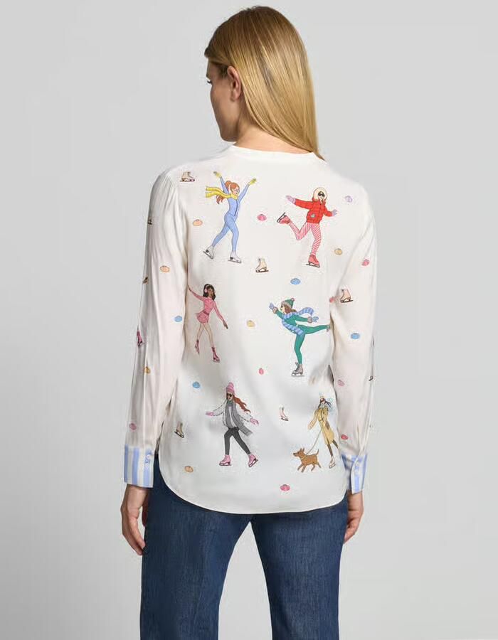HERZENS relaxed fit blouse van zijdemix