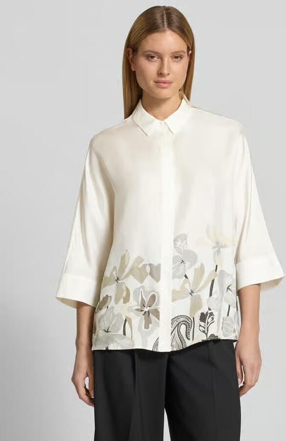 HERZENS relaxed fit overhemdblouse van pure zijde met bloemenprint - Foto 3