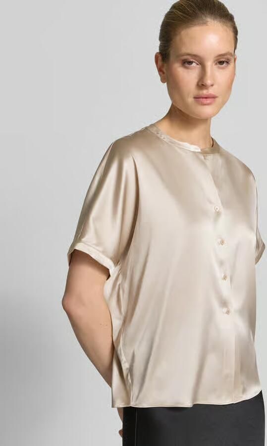 HERZENS relaxed fit zijden blouse met ronde hals