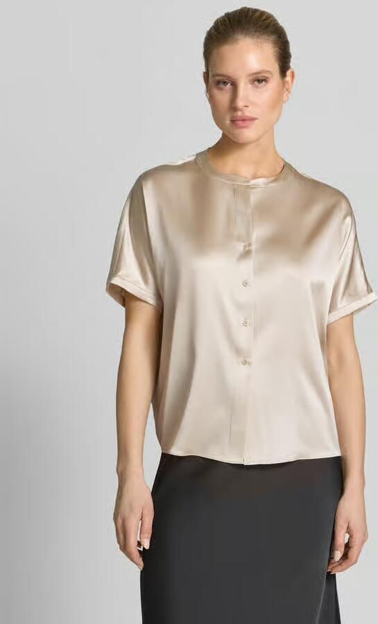 HERZENS relaxed fit zijden blouse met ronde hals - Foto 4