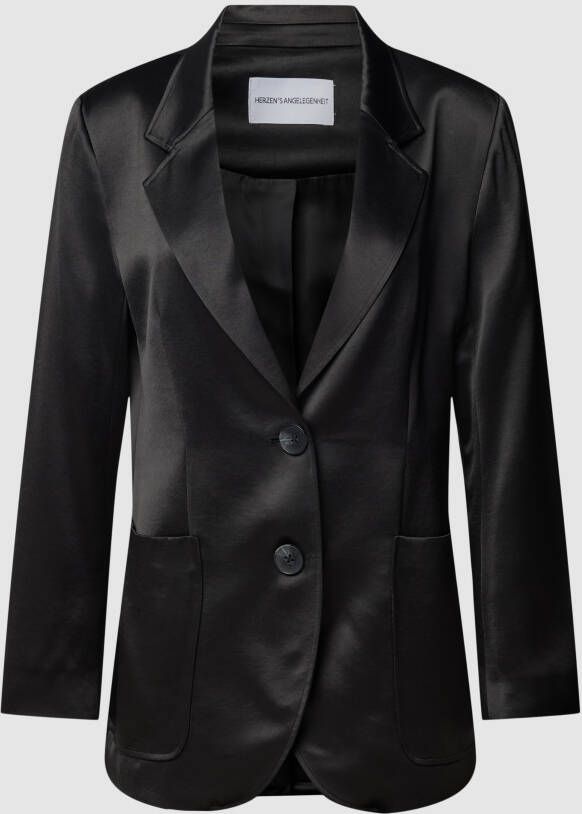 Herzensangelegenheit Getailleerde satijnen blazer met opgestikte steekzakken
