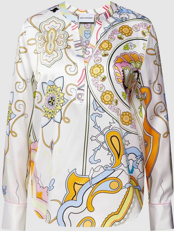 Herzensangelegenheit Zijden blouse met all-over print model 'Paisley'