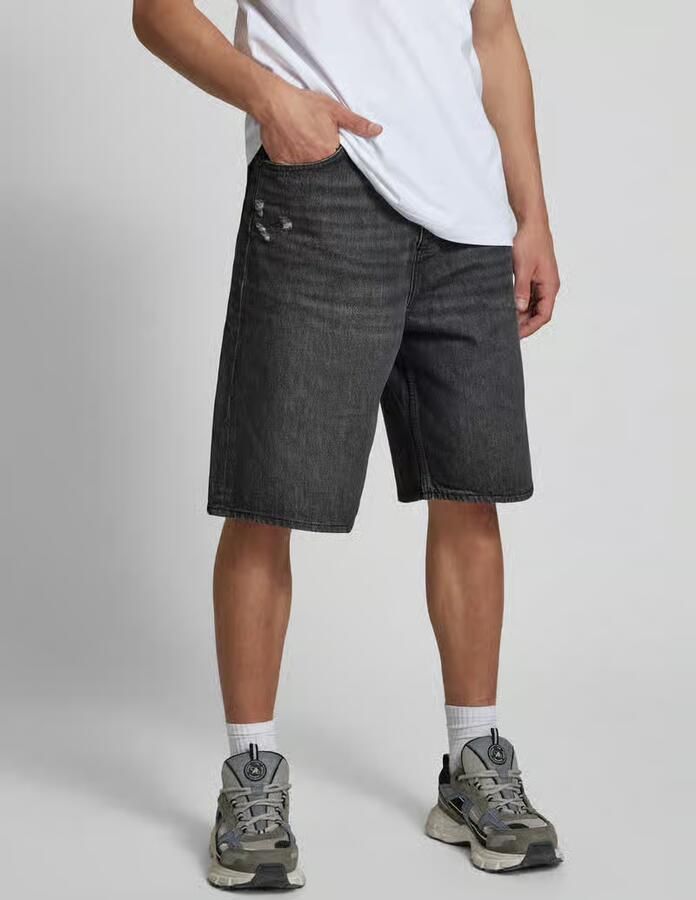HUGO Blue Baggy fit jeansbermuda in destroyed-look model 'MASON' - Foto 2