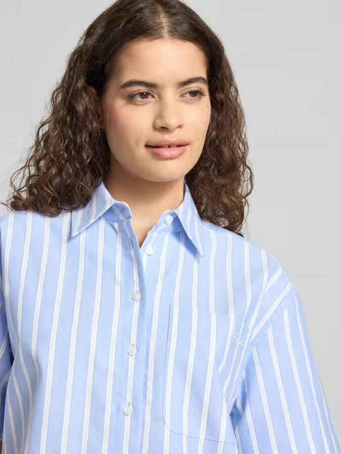 HUGO Blue boxy fit blouse met korte mouwen van puur katoen model 'EMMY_B'