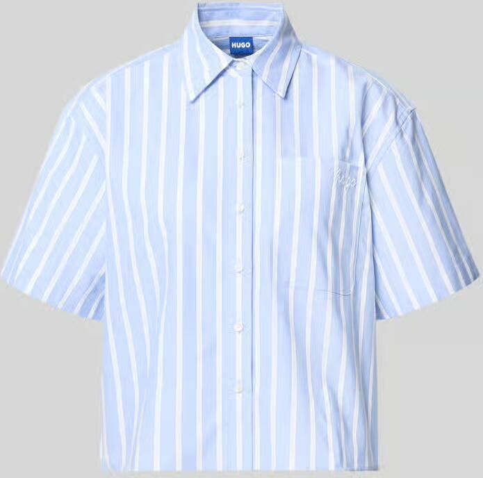 HUGO Blue boxy fit blouse met korte mouwen van puur katoen model 'EMMY_B' - Foto 2
