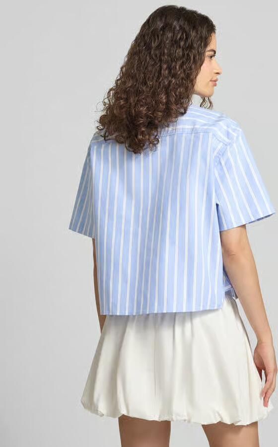HUGO Blue boxy fit blouse met korte mouwen van puur katoen model 'EMMY_B'