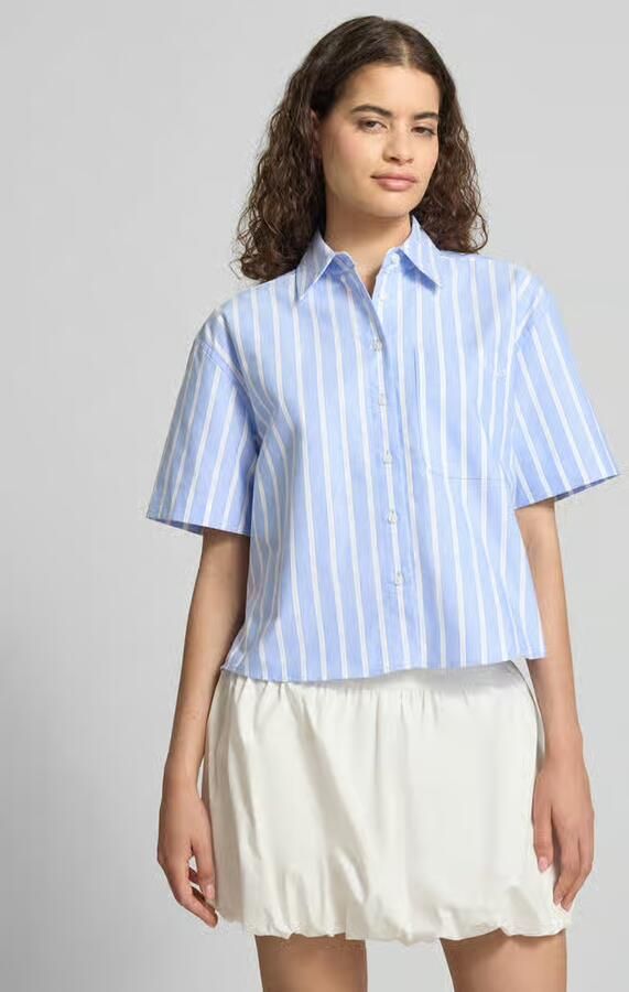 HUGO Blue boxy fit blouse met korte mouwen van puur katoen model 'EMMY_B' - Foto 3