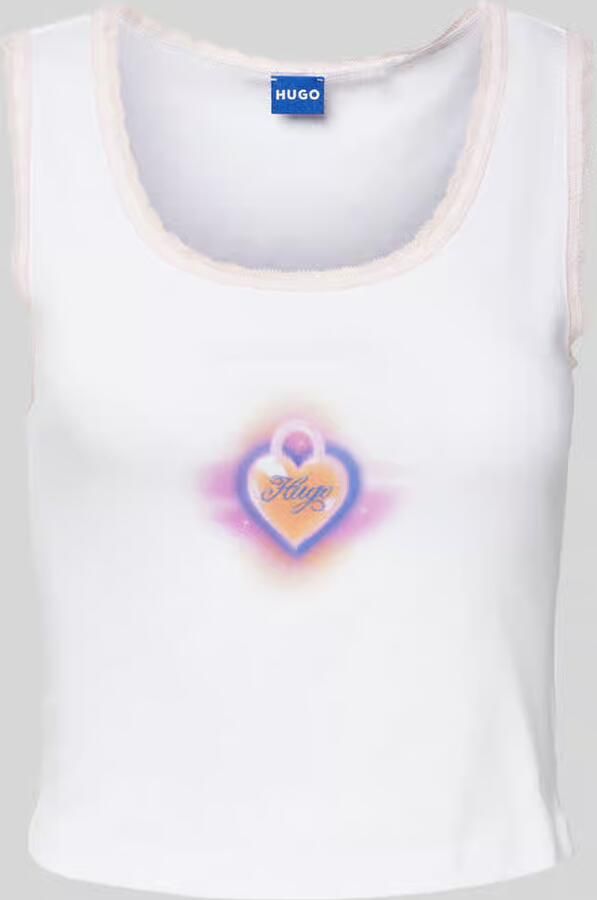 Hugo Blue Korte top met labelprint model 'Delarina' - Foto 2