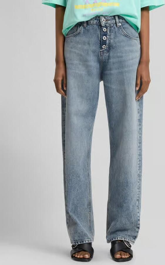 HUGO Blue loose fit jeans met zichtbare knoopsluiting - Foto 2
