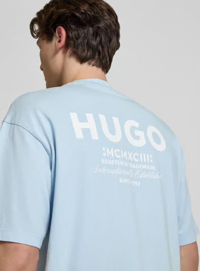 HUGO Blue Loose fit T-shirt van puur katoen model 'NALONO_F'