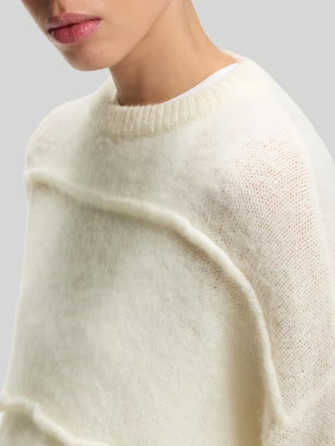 HUGO Blue oversized pullover van materiaalmix met wol