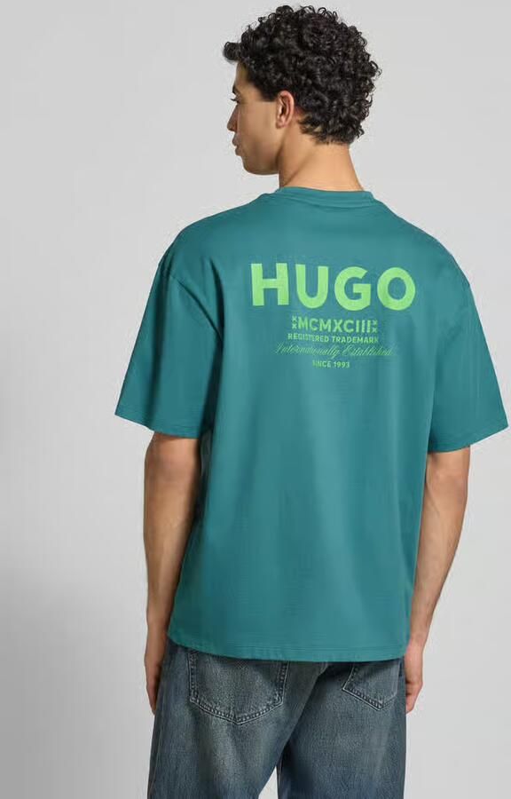 Hugo Blue Oversized T-shirt van puur katoen model 'NALONO' - Foto 3