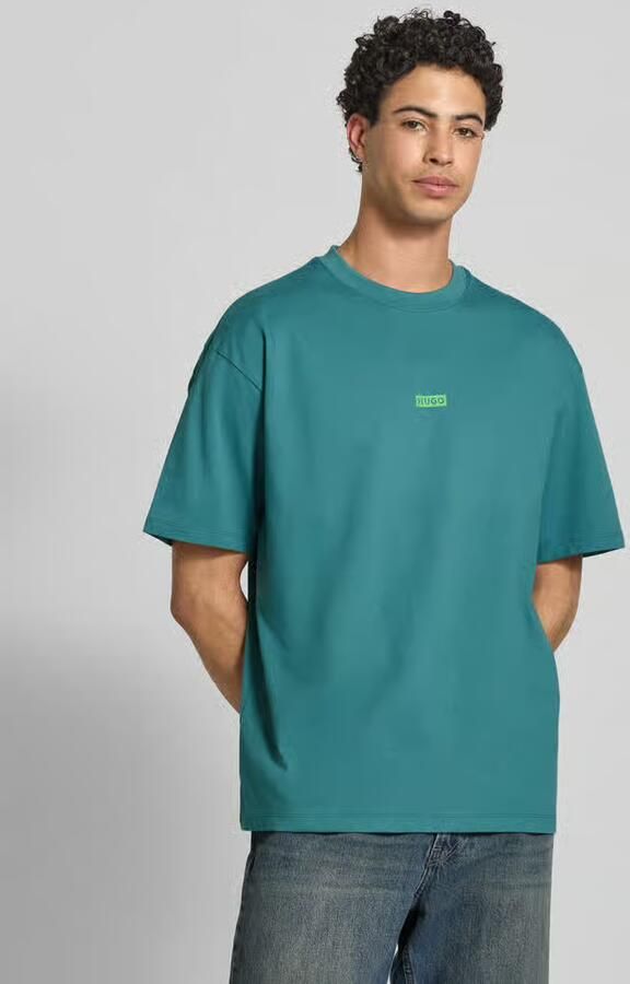 Hugo Blue Oversized T-shirt van puur katoen model 'NALONO' - Foto 4