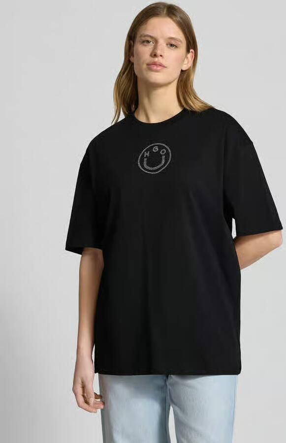 Hugo Blue Oversized T-shirt van puur katoen model 'Oversized_Tee_b_9' - Foto 3