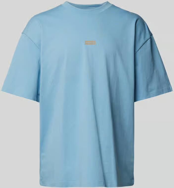 Hugo Blue Oversized T-shirt van viscose met labelprint model 'Nalono' - Foto 2