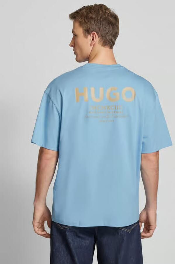Hugo Blue Oversized T-shirt van viscose met labelprint model 'Nalono' - Foto 2