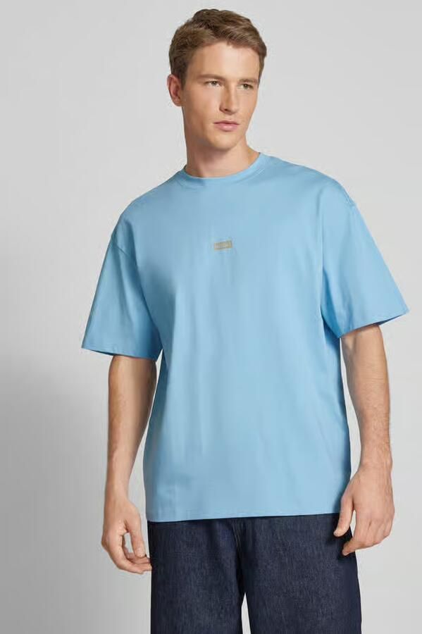 Hugo Blue Oversized T-shirt van viscose met labelprint model 'Nalono' - Foto 3