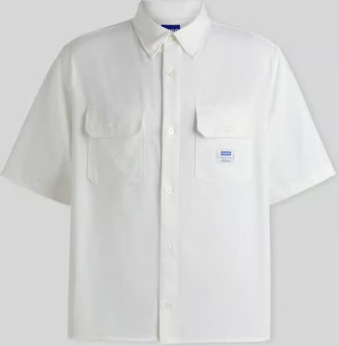 HUGO Blue Overhemd met korte mouwen Ekyno met contrasterend logo-badge op de borst - Foto 11